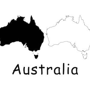 Karte von Australien, Landkarte von Australien, Aussie Map, Australien Nationale Grenze schwarze solide Umrisse, sofortiger digitaler Download svg png eps ai