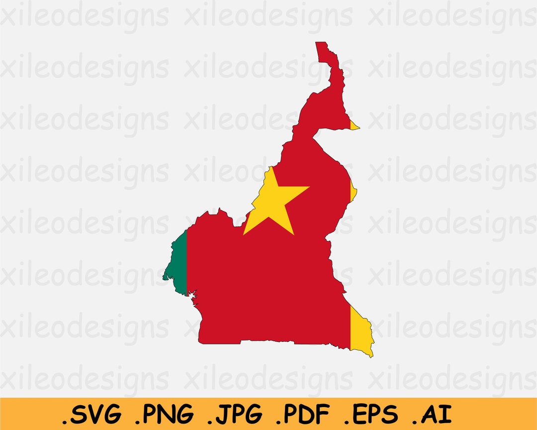 Cameroon Map Flag SVG Map of Cameroon Cameroonian Flag - Etsy