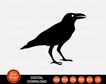 Kraai pictogram SVG Raaf Wildlife vogel dier vlieg silhouet teken symbool Cricut grafische clipart vector png jpg eps ai pdf digitale download