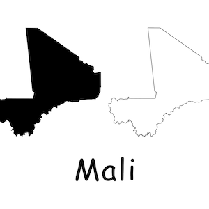 Karte von Mali, malische Karte, detaillierte solide Umrisslinie Boundary Map von Mali, sofortiger digitaler Download svg png eps ai