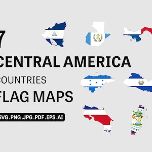 Mapas de banderas de países de América Central SVG, Nación de América Central Línea Fronteriza Nacional Atlas Vector Icon- eps ai png jpg pdf
