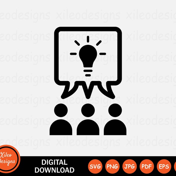 Group Idea Icon SVG - Team Teamwork Opinion Discussion Light Bulb Talk Symbol Sign Clipart Cricut Vector Digital Download png jpg pdf eps ai