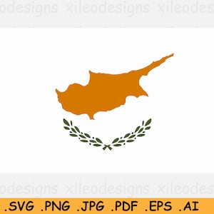 Zypern Flagge SVG, Zyprische Flagge, Zyprische Flagge, Instant Digital Download, Clipart Vektor Grafik Icon Datei - svg eps ai png jpg pdf