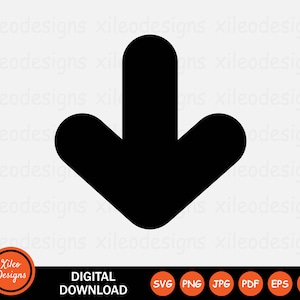 May include: Black arrow pointing downwards. Digital download available in SVG, PNG, JPG, PDF, EPS, and AI formats.