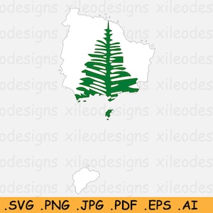 Norfolk Island Karte Flagge SVG - Australisches Außengebiet, Rand Rand Rand Form Land, Cricut Cut Datei Clipart Icon - eps ai png jpg pdf