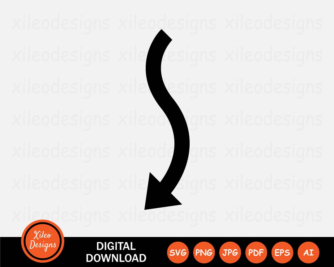 Wave Arrow Down Left Icon SVG Side Pointer Curve Route Png Jpg Eps Ai ...