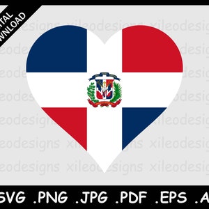Dominican Republic Heart Flag SVG, Love Banner National Nation Country Instant Digital Download File Clipart Vector Icon, jpg pdf eps ai png