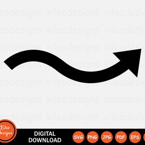 May include: Black curved arrow pointing to the right. The arrow is thick and has a slight wave in it.