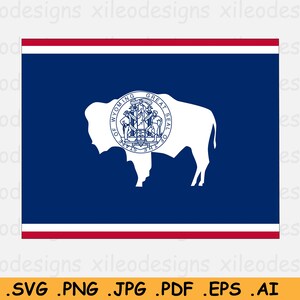 Wyoming Flag Map SVG - WY USA États-Unis d’Amérique, Forme de frontière de l’État, U.S American Cut File Clipart Icon - eps ai png jpg pdf