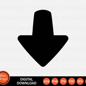 May include: Black arrow pointing downwards. Digital download available in SVG, PNG, JPG, PDF, EPS, and AI formats.