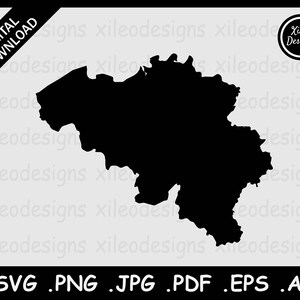 Belgien Karte SVG, Belgisches Land National Border Border Border, Black Silhouette Cutout Cricut Cut File Vektor Icon, svg png jpg jpeg pdf ai eps