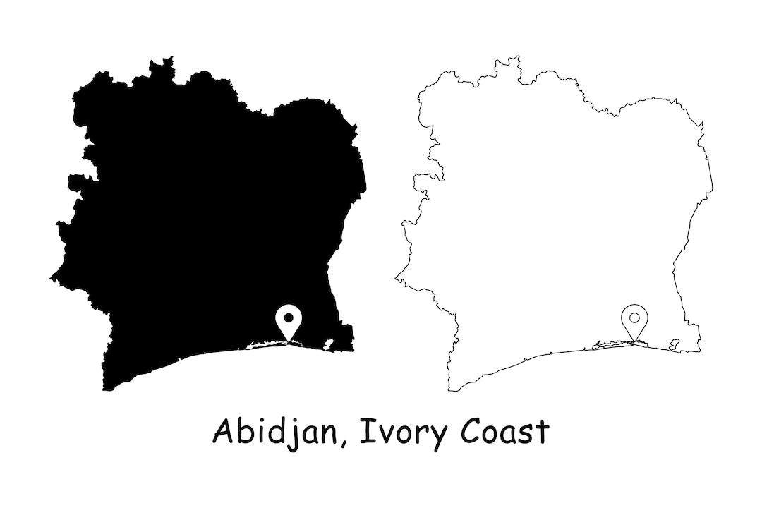 Abidjan Ivory Coast Map Capital City Country Location Pin Etsy