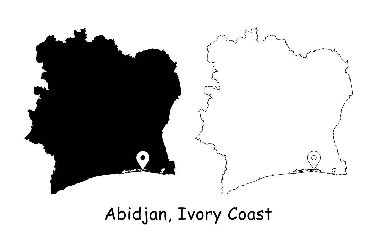 Abidjan Ivory Coast Map Capital City Country Location Pin Etsy