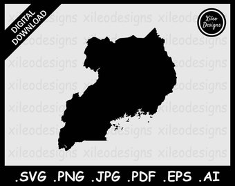 Oeganda Kaart SVG, Oegandese Nationale Landgrens Grens Kaart, Zwart Silhouet Cricut Cut Bestand Vector Icon Cutout, png jpg jpeg pdf eps ai