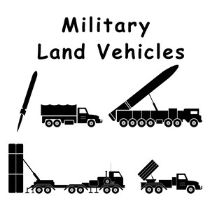 Military Land Combat Artillery Vehicles, Ground War Machine Equipment, Armed Forces Missile Launcher Instant Digital Download svg png eps ai
