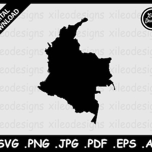 Kolumbien Karte SVG, Kolumbianische Land Grenze, Schwarze Silhouette Cutout Cricut Cut File Vektor Icon, png jpg jpeg pdf ai eps