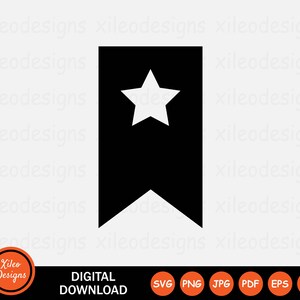 Bookmark Icon SVG - Book Mark Label Star Shape Note Banner Tag Paper ...