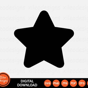 May include: A black star shape with rounded edges.