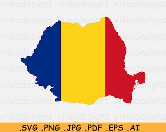 Romania Map Flag SVG - Romanian SVG Cricut Cut File Country Nation Silhouette Outline Atlas Scrapbook Clipart Vector Icon eps ai png jpg pdf