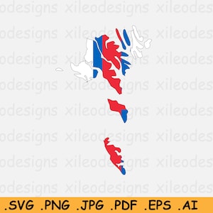 Färöer Inseln Flagge Karte SVG Cricut geschnitten Datei, Grenze Grenze Form Symbol Clipart, dänische autonomes Gebiet von Dänemark - eps ai png jpg pdf