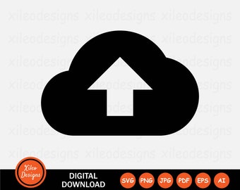 Télécharger nuage icône SVG Upload serveur de stockage de données partager téléchargement numérique signe vecteur symbole Cricut graphique Clipart vectoriel png jpg eps ai pdf