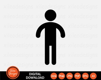 Child Stick Figure Icon SVG Man Male Boy Person Human Stickman Toilet Sign Symbol Cricut Clipart Vector Digital Download png jpg pdf eps ai