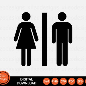 Bathroom Sign Icon SVG Toilet Washroom Restroom Gender png jpg eps ai pdf Digital Download Vector Graphic Clipart Vector Sign Symbol Cricut