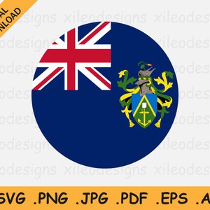 May include: A circular flag with a blue background, a red cross with white borders in the top left corner, and a green and gold crest with a shield and an anchor in the bottom right corner.