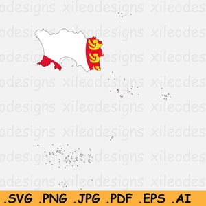 Bailiwick of Jersey Map Flag SVG, United Kingdom U.K. Crown Enthese, Border Border Border Shape Cricut SVG Cut File Clipart eps ai png jpg pdf