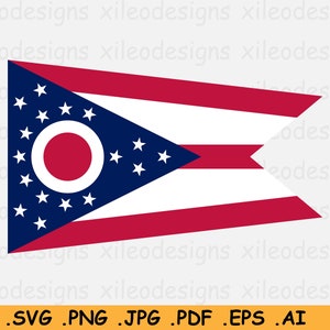 Ohio Flag SVG - OH U.S USA State Banner, Cricut Cut File, American United States of America, Clipart Vector Graphic Icon, eps ai png jpg pdf