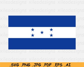 Honduras National Flag SVG, Honduran Nation Country Banner, Cricut Cut File Digital Download Clipart Vector Graphic Icon- eps ai png jpg pdf