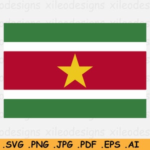 Suriname SVG National Flag, Surinamese Nation Country Banner, Cricut Cut File, Digital Download, Clipart Vector Graphic - eps ai png jpg pdf