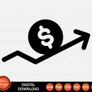 Geld Pfeil Symbol SVG Geschäft Wachstum Börse Wirtschaft Up Zeichen Symbol Cricut Grafik Clipart Vektor png jpg eps ai pdf Digital Download Vektor