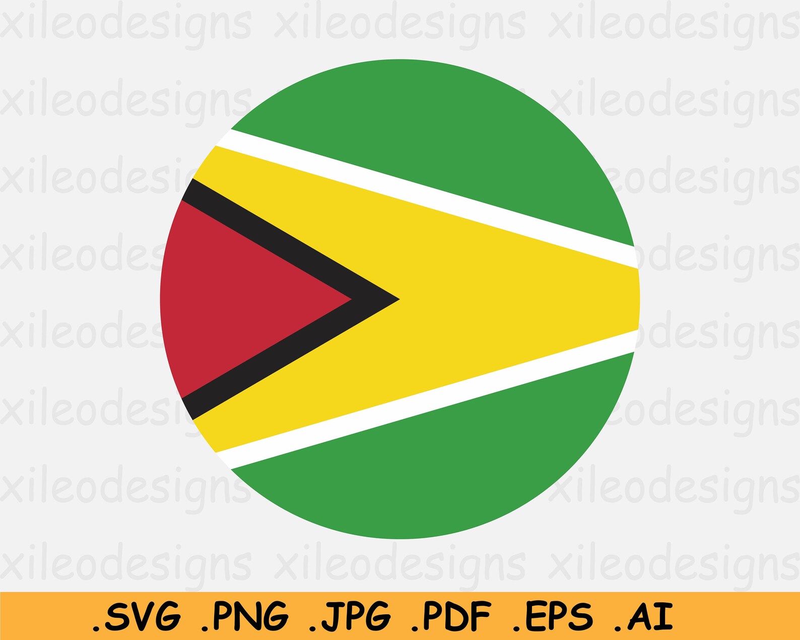 Guyana Round Flag SVG Guyanese Circle Banner National Etsy