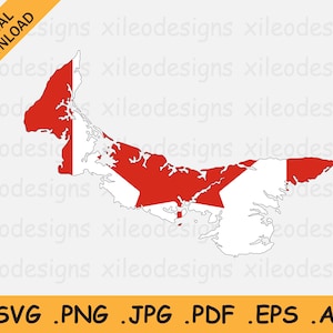 Prince Edward Island Karte Kanada Flagge SVG, Kanadier Provinz Banner Form Rand Rand Umriss, Cricut Cut File Vektor, eps ai png jpg pdf