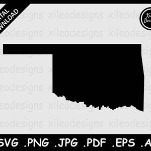 Oklahoma Map SVG, OK USA State Boundary Border, Oklahoman United States Black Silhouette Cricut Cut File Vector Icon png jpg jpeg pdf eps ai