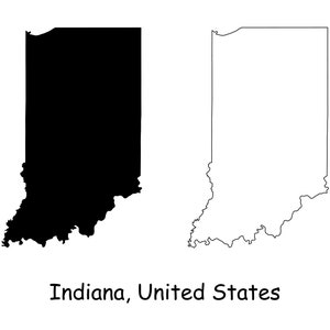 Indiana Map SVG - IN USA United States of America us, Black Outline Silhouette Clipart Vektor Grafik Icon Banner - svg eps ai png jpg pdf