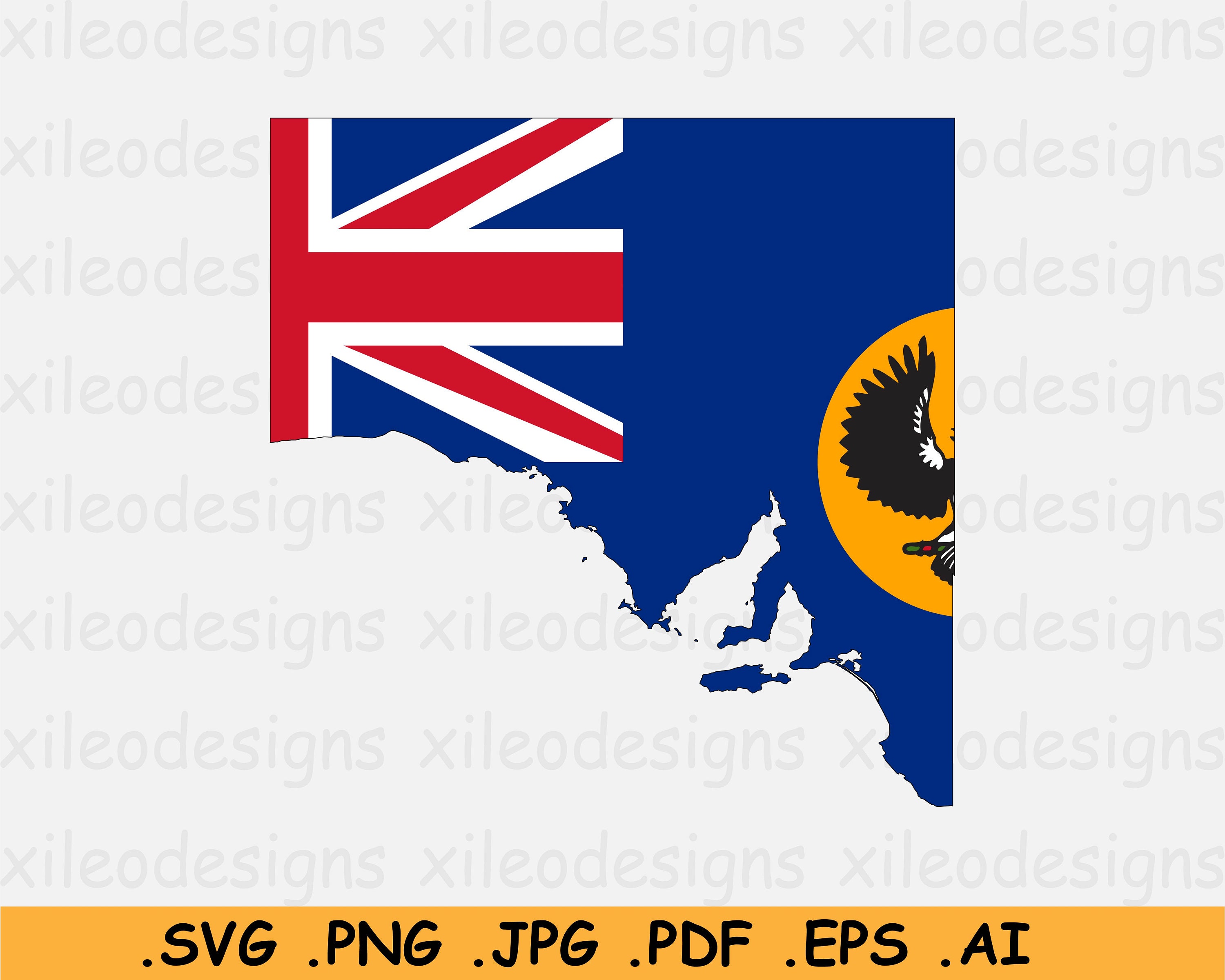 Map Of The State Of South Australia South Australia Map Flag Svg S.a. Australia Australian | Etsy Uk