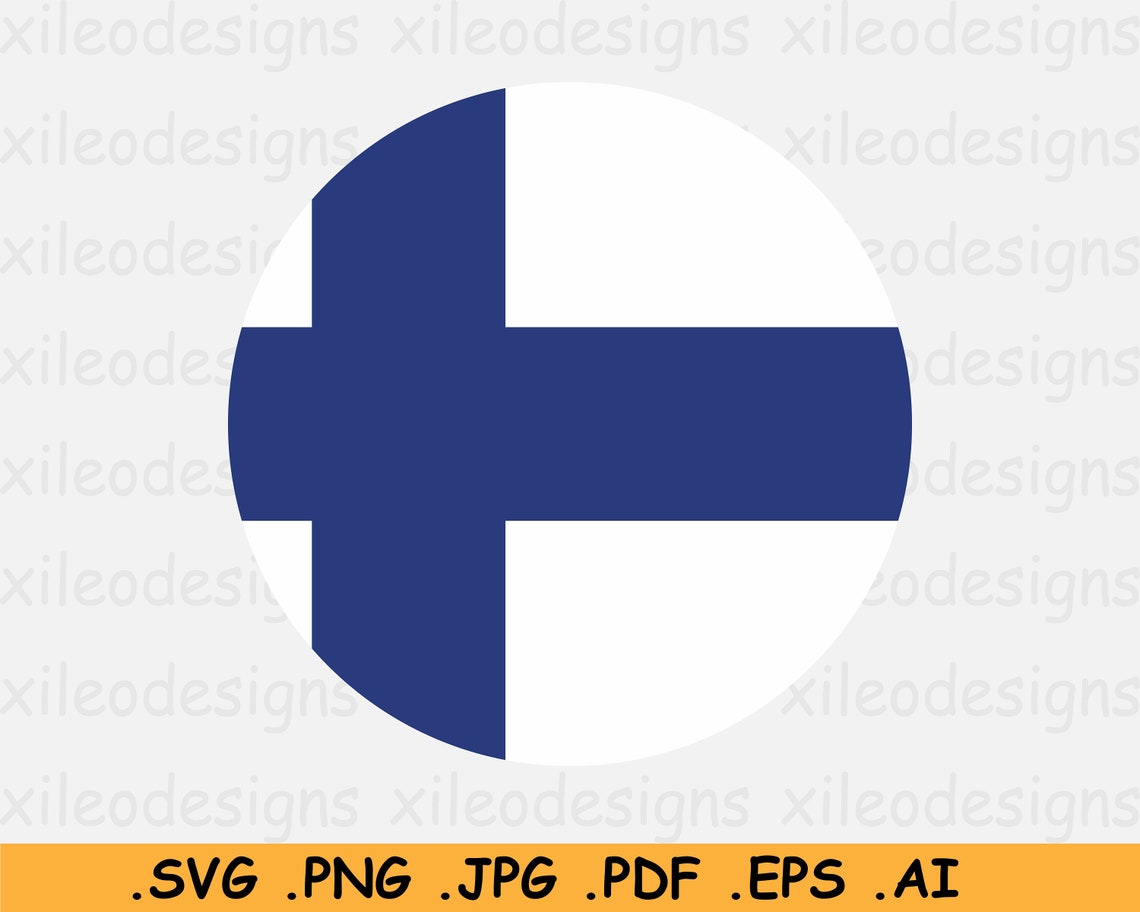 Finland Round Flag SVG Finnish Circular Banner National Etsy