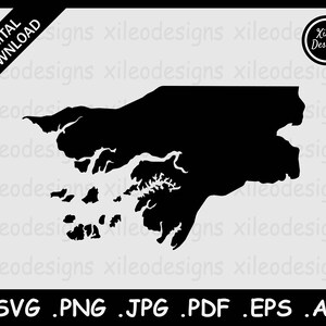 Guinea-Bissau Karte SVG, Bissau-Guinean Country National Border Border Border, Black Silhouette Cricut Cut File Vektor, svg png jpg jpeg pdf ai eps