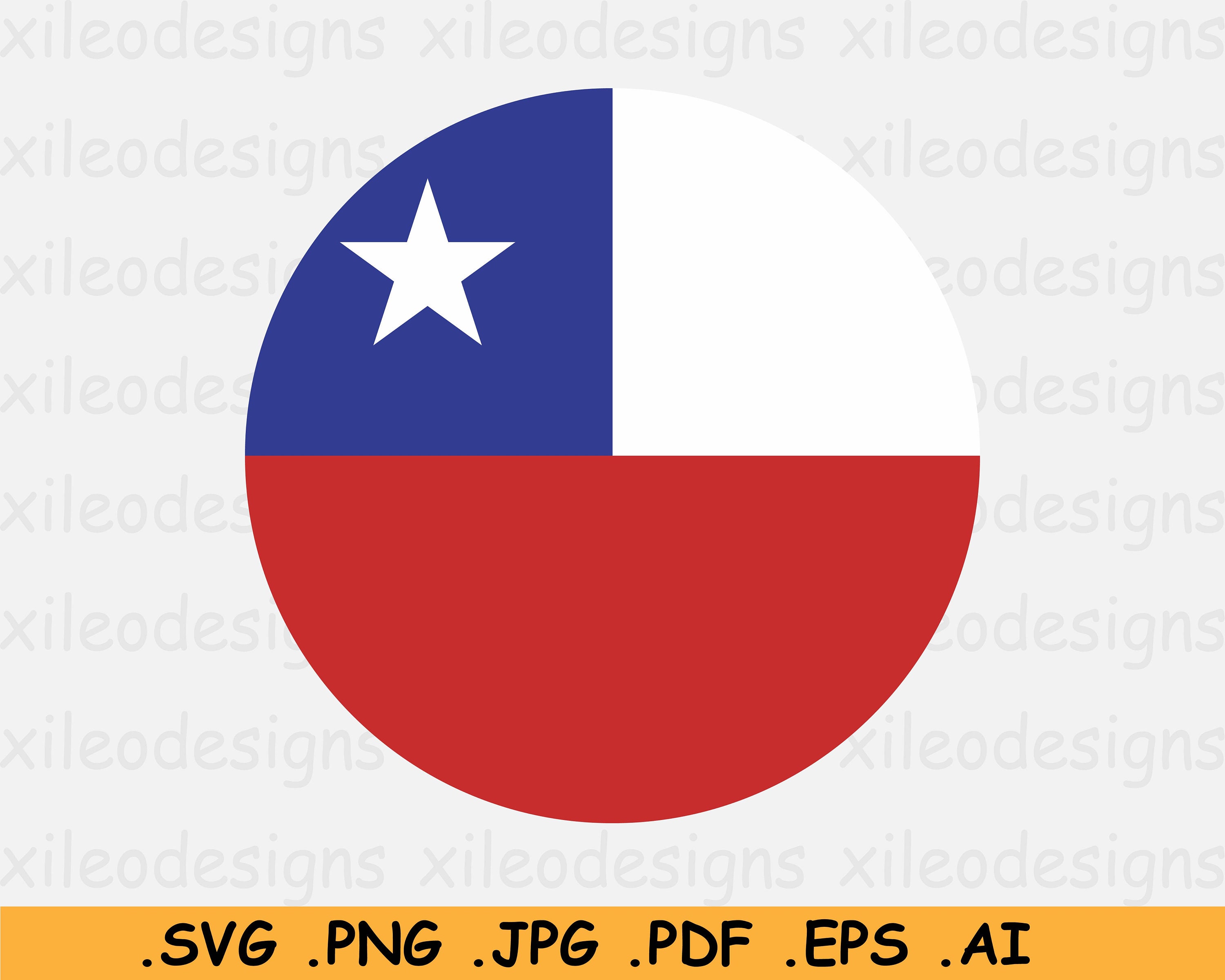 Chile Round Flag SVG Bandera Circular Chilena Icono de Etsy