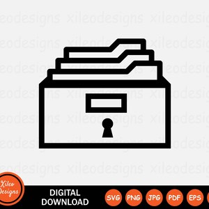 Schloss Schublade Symbol SVG Archiv Aufbewahrung Dokument Datei Ordner Box Schrank Zeichen Symbol Cricut Clipart Vektor Digitaler Download png jpg pdf eps ai