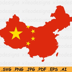 Chine et Taiwan Map Flag SVG, Carte de la Chine, Drapeau national chinois, Carte de la Chine SVG, Instant Digital Download Country Icon, eps ai png jpg pdf