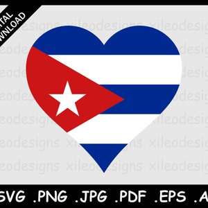 Cuba Heart Flag SVG, Cuban Love Shape Banner, National Nation Country Clipart Vector Icon Cricut Cut Digital Download, eps ai png jpg pdf