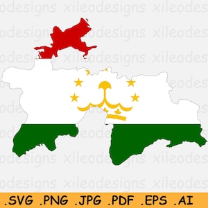 Tadzjikistan Vlag Kaart SVG, Tadzjiekse Digitale SVG Kaart, Land Natie Silhouet schets Atlas Scrapbook Clipart Vector Icon, eps ai png jpg pdf