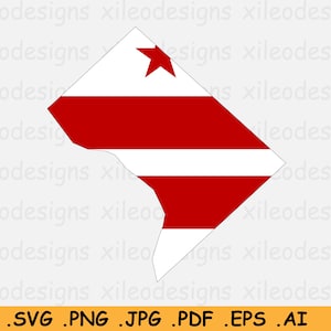 Washington DC Vlag Kaart SVG, District of Columbia Verenigde Staten van Amerika, D.C USA Border Boundary, U.S American Cut File eps ai png jpg pdf