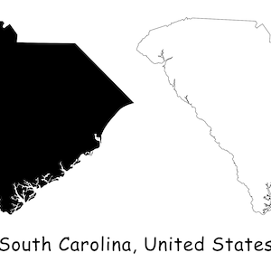 South Carolina Map SVG - SC USA United States of America us, Black Outline Silhouette Clipart Vektor Grafik Icon Banner - svg eps png jpg