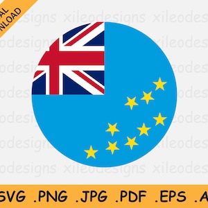 Tuvalu SVG, Round Flag SVG, Tuvaluan Circular Banner, National Circle Button, Digital Download Vector, Cricut Cut File, eps ai png jpg pdf