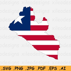 Liberia Kaart Vlag SVG, Liberiaanse SVG Cricut Cut File Land Nation Silhouette Outline Atlas Scrapbook Clipart Vector Icon, eps ai png jpg pdf