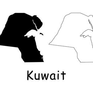 Karte von Kuwait, Kuwaitische Karte, detaillierte solide Umrisskarte von Kuwait, sofortiger digitaler Download svg png eps ai